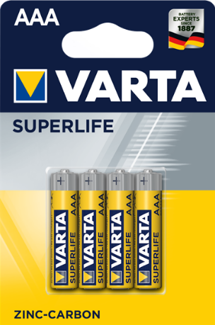 Батарейки солевые ААА Varta SUPERLIFE AAA R03 бл4 4008496676187 фото