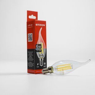 LED лампа ETRON Filament 1-EFP-133 С37 tailed E14 6W 3000К прозора фото