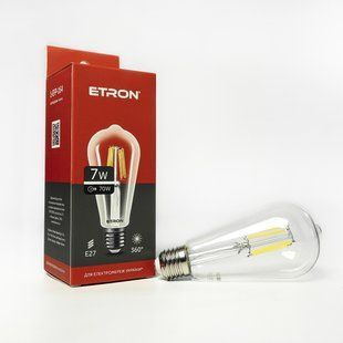 LED лампа ETRON Filament 1-EFP-164 ST64 E27 7W 4200K прозора фото