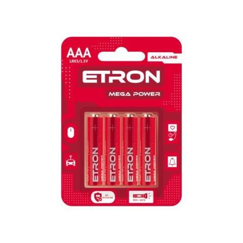 Батарейки щелочные ААА ETRON Mega Power AAA LR03 бл4 4821327001862 фото