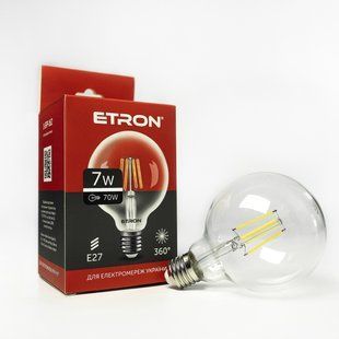 LED лампа ETRON Filament 1-EFP-162 G95 E27 7W 4200K прозора фото