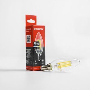 LED лампа ETRON Filament 1-EFP-128 С37 E14 5W 4200К прозора фото