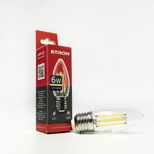 LED лампа ETRON Filament 1-EFP-123 С37 E27 6W 3000K прозора фото
