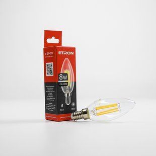 LED лампа ETRON Filament 1-EFP-122 С37 E14 8W 4200K прозора фото