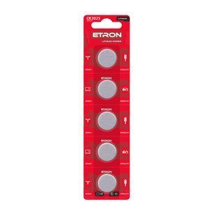 Батарейки алкалиновые таблетка CR2025 5шт ETRON Lithium Power фото