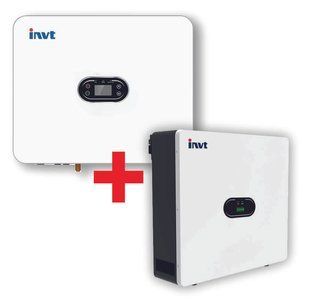 Гібридний інвертор INVT XD5KTL 5kW 48V IP66 з акумулятором INVT LiFePO4 5kW 51.2V GRP5.12-WLV, WI-FI фото