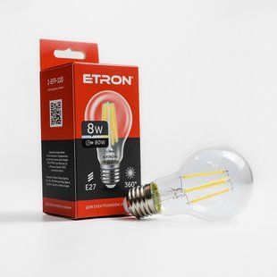 LED лампа ETRON Filament 1-EFP-110 A60 8W 4200K E27 прозора фото
