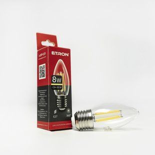 LED лампа ETRON Filament 1-EFP-119 С37 E27 8W 3000K прозора фото