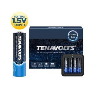 Зарядний пристрій TENAVOLTS для AA/AAA + 4 х AA 1850mAh 1.5V USB фото