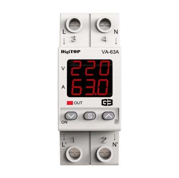 Реле напряжения c контролем тока DigiTOP VA-63A M2R 4820118381305 фото