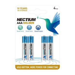 Батарейки лужні ААА Nectium AAA LR03 бл4 6973043880516 фото