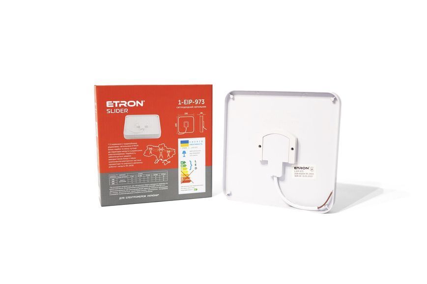 Світлодіодний світильник ETRON Slider 1-EIP-973 20W 95-265V 6500К ІР44 квадрат фото
