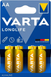 Батарейки щелочные АА Varta LONGLIFE AA LR6 4008496525157 579 фото 1