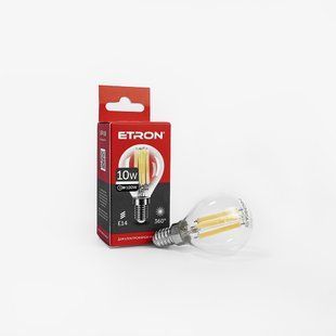 LED лампа ETRON Filament 1-EFP-158 G45 E14 10W 4200K clear glass фото