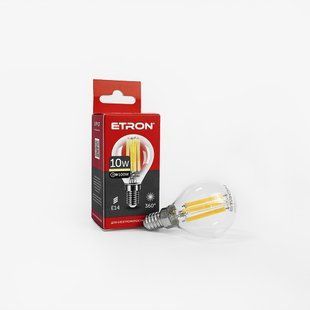 LED лампа ETRON Filament 1-EFP-157 G45 E14 10W 3000K clear glass фото