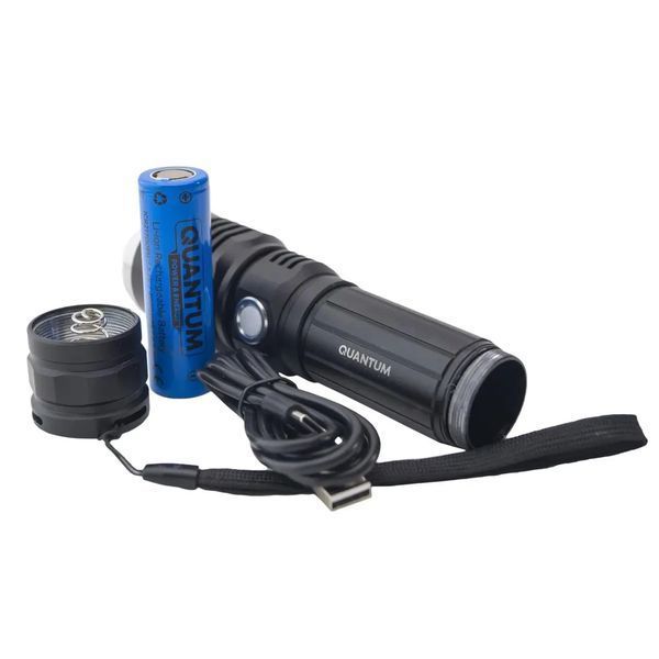 Ліхтар пошуковий Quantum QM-FL1020 Solid-H 10W LED з USB-C + Li-ion21700/4000mAh, blister фото