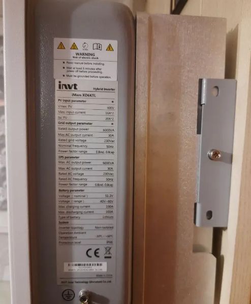 Гібридний інвертор INVT XD6KTL 6kW 48V IP66 з акумулятором V-TAC LiFePO4 9.6kW 48V 200Ah VT-48200B, WI-FI фото
