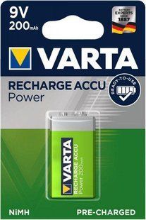 Акумулятор Varta Rechargeable Accu 9V 200 mAh BLI1 NI-MH R2U (4008496550814) фото