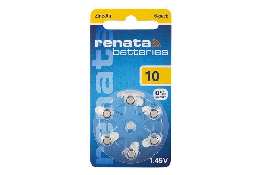Батарейки Renata ZA10 1.4V Zinc air 6/60шт (Zinc Air 10DP ZA10 PR70 AC10 DA230 10A 10HP PR10 PR230) фото