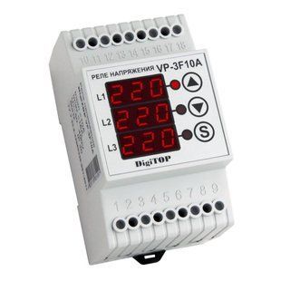 Реле напруги з контролем струму DigiTOP VP-3F10A 4820118381091 фото