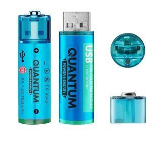 Акумулятор Quantum Li-ion USB AA 1.5V,1100mAh plastic case (шт) фото