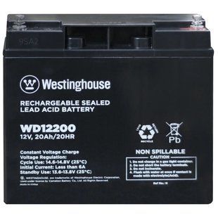 Батарея акумуляторна Westinghouse WD12200 AGM Deep Cycle, 12V/20Ah/T12 фото
