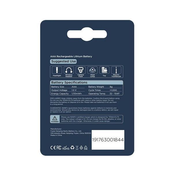 Акумулятор TENAVOLTS Lithium AAA 740mAh 1.5V фото