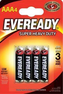 Батарейки соляні ААА Energizer Eveready Super Heavy Duty AAA R03 бл4 7638900227550 фото