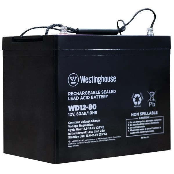 Батарея акумуляторна Westinghouse WD12-80 AGM Deep Cycle, 12V/80Ah/T14 фото
