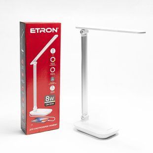 Лампа настільна світлодіодна ETRON 1-EDL-425 8W 3000-6000K White-silver робота від Powerbank фото
