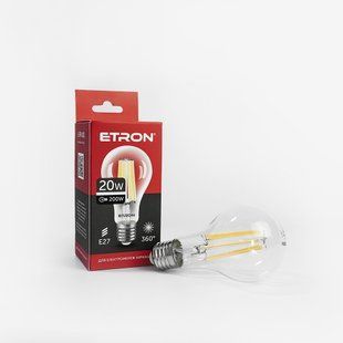 LED лампа ETRON Filament 1-EFP-102 A65 20W 4200K E27 прозоре скло фото