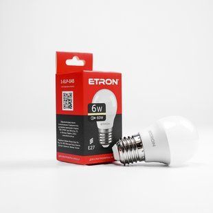 LED лампа ETRON Light 1-ELP-045 G45 6W 3000K 220V E27 фото