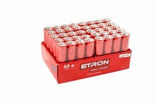 Батарейки лужні АА ETRON Mega Power AA LR6 плівка 40 шт фото