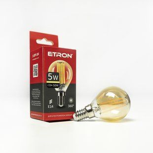 LED лампа ETRON Filament 1-EFP-184 C35 E14 5W 2700K золото фото