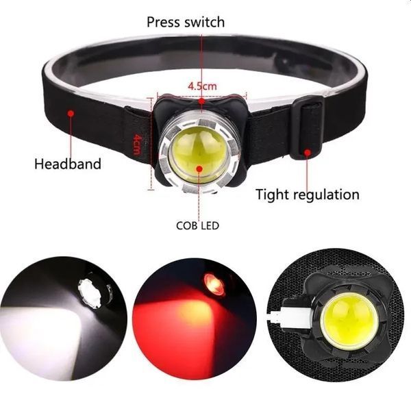 Фонарь налобный аккамуляторный Quantum Lucky LED COB + Мicro USB кабель в комплекте (QM-FL4010) (шт) фото