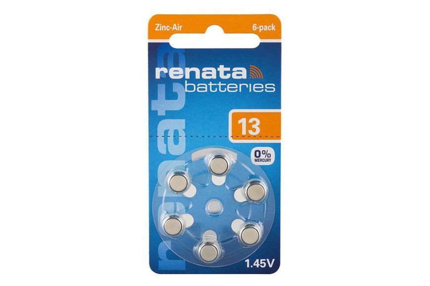 Батарейки Renata ZA13 1.4 V Zinc air 6/60шт (Zinc Air 13DP ZA13 PR48 AC13 DA13 13A 13HP PR13) фото