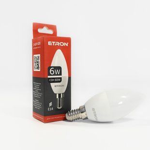 LED лампа ETRON Light 1-ELP-028 C37 6W 4200K 220V E14 фото