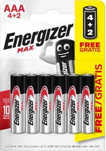Батарейки лужні ААА Energizer MAX 4+2 AAA LR03 бл6 7638900438192 фото