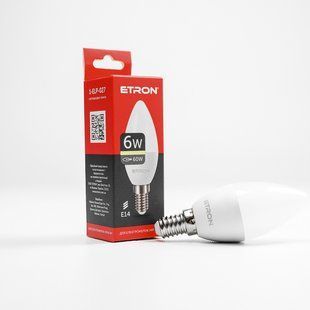 LED лампа ETRON Light 1-ELP-027 C37 6W 3000K 220V E14 фото