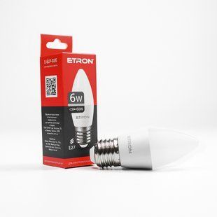 LED лампа ETRON Light 1-ELP-026 C37 6W 4200K 220V E27 фото