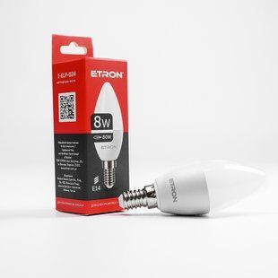 LED лампа ETRON Light 1-ELP-024 C37 8W 4200K 220V E14 фото