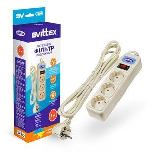 Подовжувач SVITTEX з мережевим фільтром SV-832 10A 3х0.75 мм&sup2; 3 розетки 3 м фото