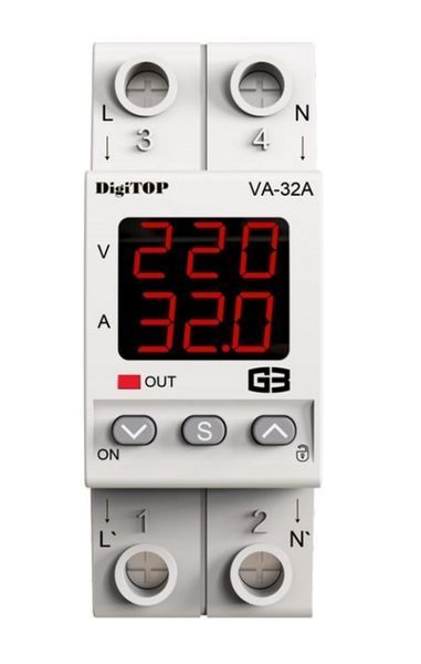 Реле напряжения с контролем тока DigiTOP VA-32A M2R (4820118381244) фото