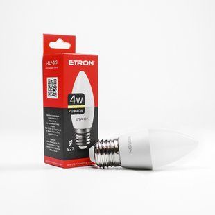 LED лампа ETRON Light 1-ELP-029 C37 4W 3000K 220V E27 фото