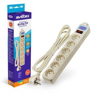 Подовжувач SVITTEX з мережевим фільтром SV-862 10A 3х0.75 мм&sup2; 6 розеток 3 м фото
