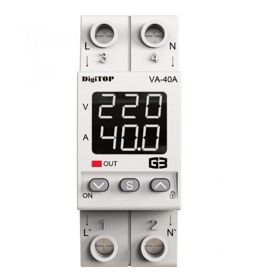 Реле напряжения с контролем тока DigiTOP VA-40A M2W 4820118381268 фото