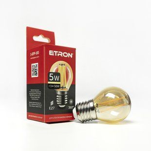 LED лампа ETRON Filament 1-EFP-183 C35 E27 5W 2700K золото фото
