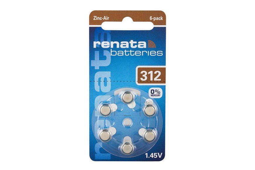 Батарейки Renata ZA312 1.4 V Zinc air 6/60шт (Zinc Air 312 ZA312 PR41 AC312 DA312 312A 312HP PR312) фото