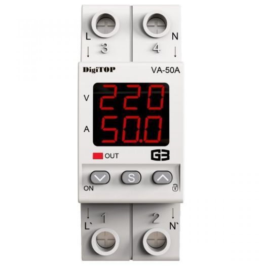 Реле напряжения с контролем тока DigiTOP VA-50A M2R 4820118381282 фото