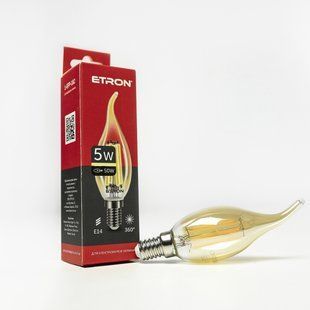 LED лампа ETRON Filament 1-EFP-182 C35 E14 5W tailed 2700K золото фото